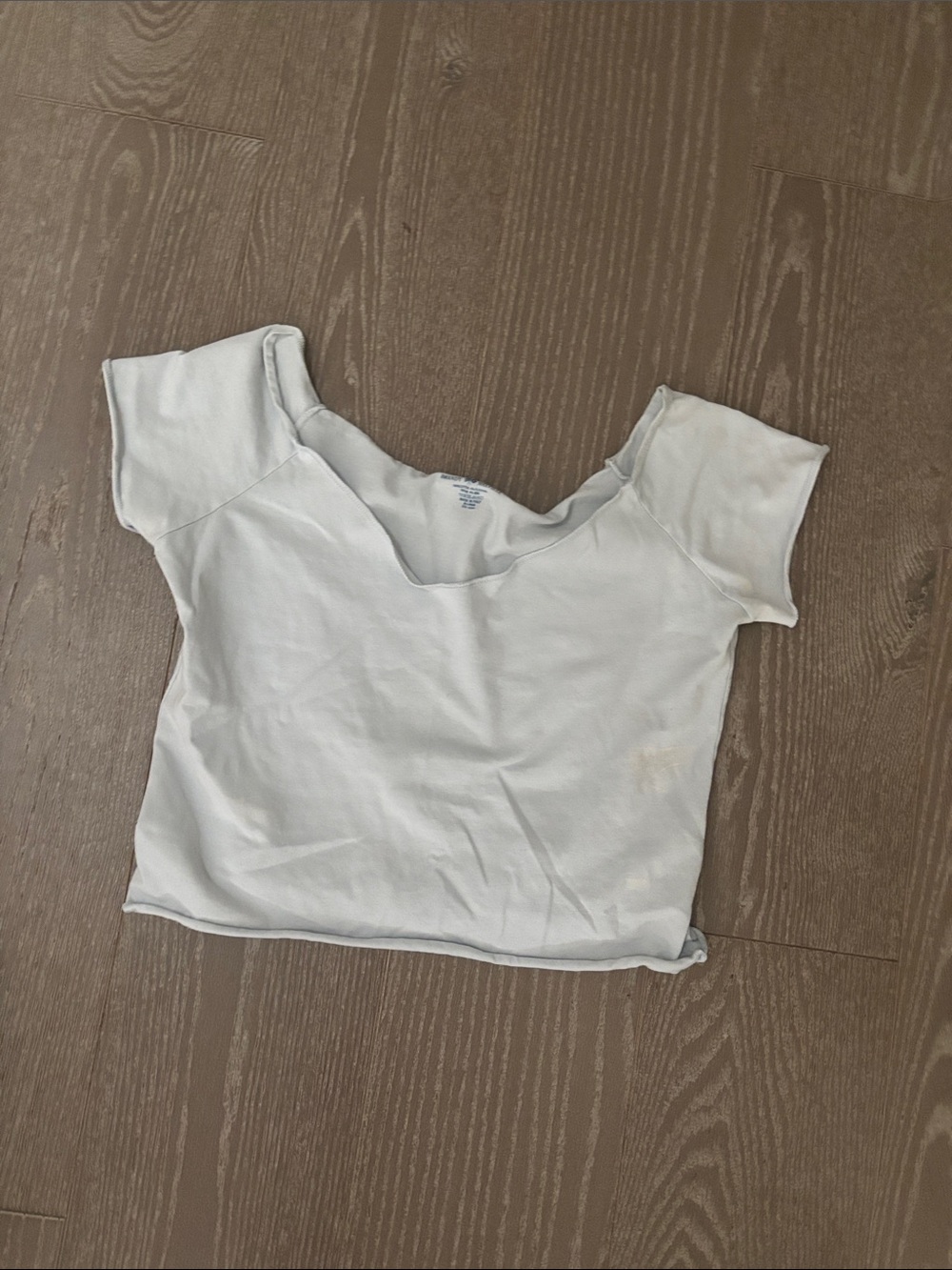 Brandy Melville Women's Light Blue Scoop Neck Short Sleeve Top
